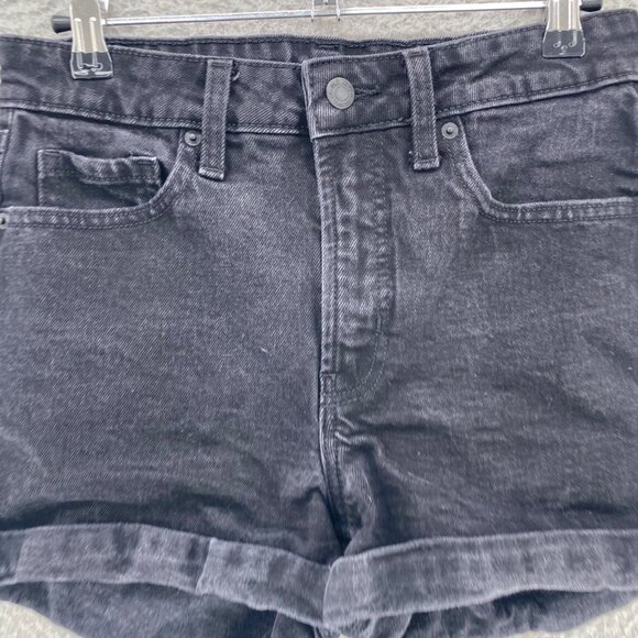 Old Navy Shorts Womens 6 Black OG Denim Cuffed Jeans Slimming Stretch Everyday - Picture 2 of 11